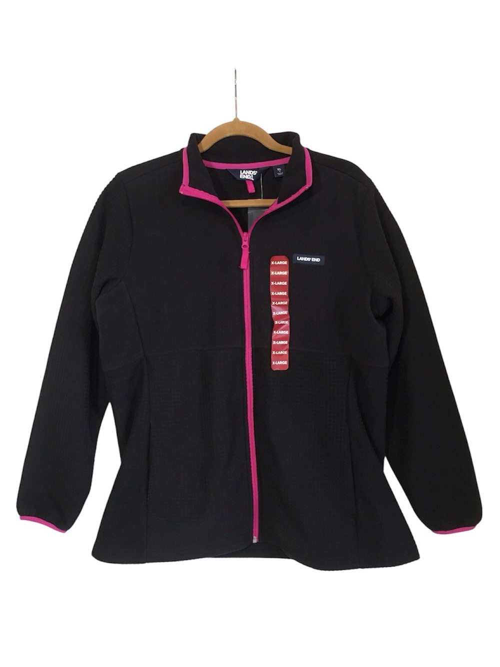 Land’s End Black & Pink Fleece Jacket, Women’s XL, NWT